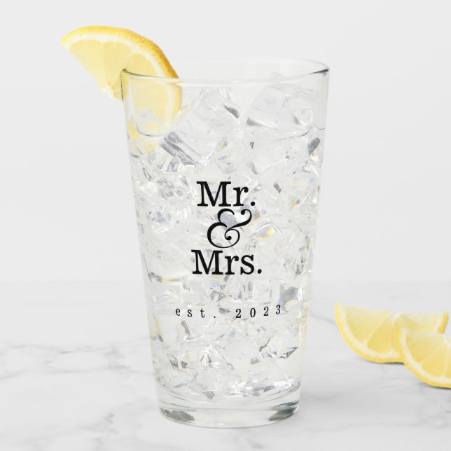Sr. y Sra. Glassware Boda Gift Personalizado (Anverso (hielo))