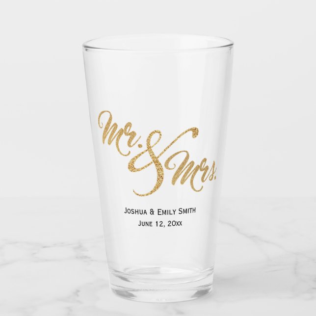 Sr. y Sra. Gold Purpurina Wedding Favor Gift (Anverso)