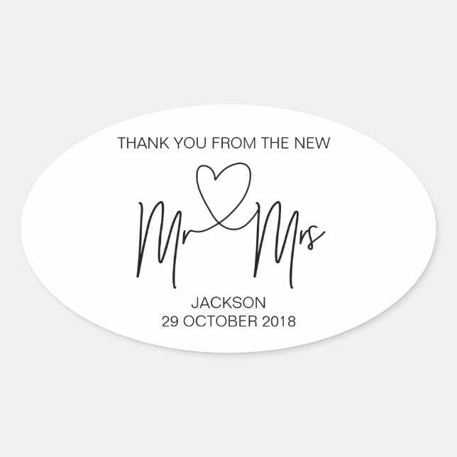 Sr. y Sra. Gracias Pegatina Favor De La Boda (Anverso)