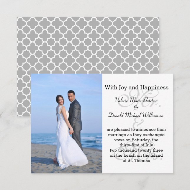 Sr. y Sra. Gray - Invitación Matrimonial de fotos  (Anverso / Reverso)