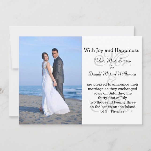 Sr. y Sra. Gray - Invitación matrimonial fotográfi (Anverso)