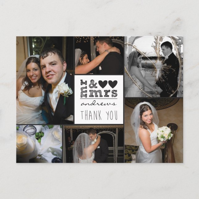 Sr. y Sra. Hearts Tarjeta fotográfica de agradecim (Anverso)