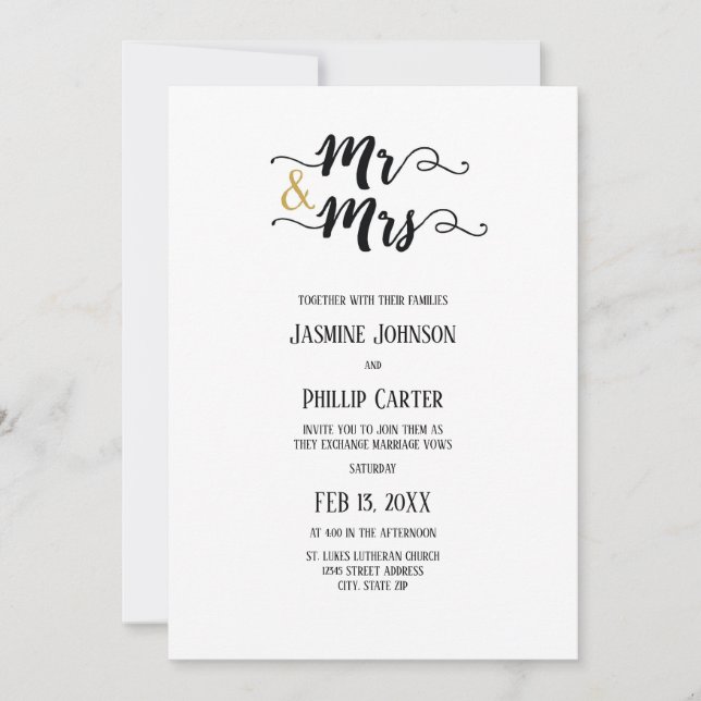 Sr. y Sra. - Invitación de Boda (Anverso)