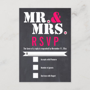 Sr. y Sra. Modern typography Black Pink RSVP