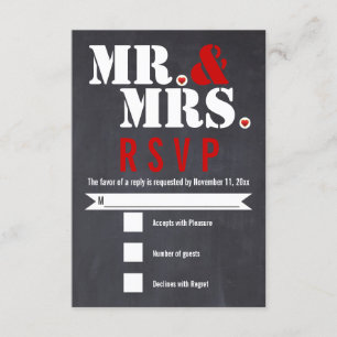Sr. y Sra. Modern typography black, red RSVP