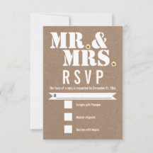 Sr. y Sra. Modern typography kraft papel RSVP