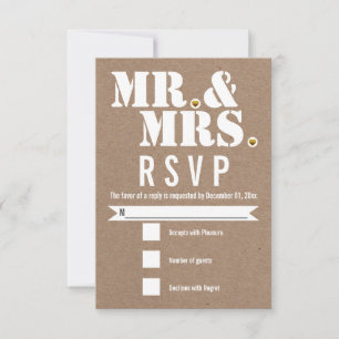 Sr. y Sra. Modern typography kraft papel RSVP