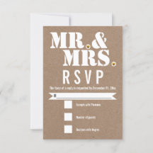Sr. y Sra. Modern typography kraft papel RSVP