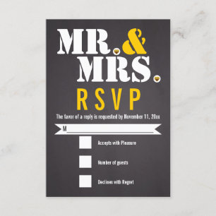 Sr. y Sra. Modern typography negro, amarillo RSVP