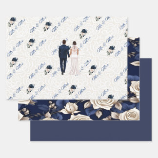 Sr. y Sra. Navy Boda Papel de ajuste