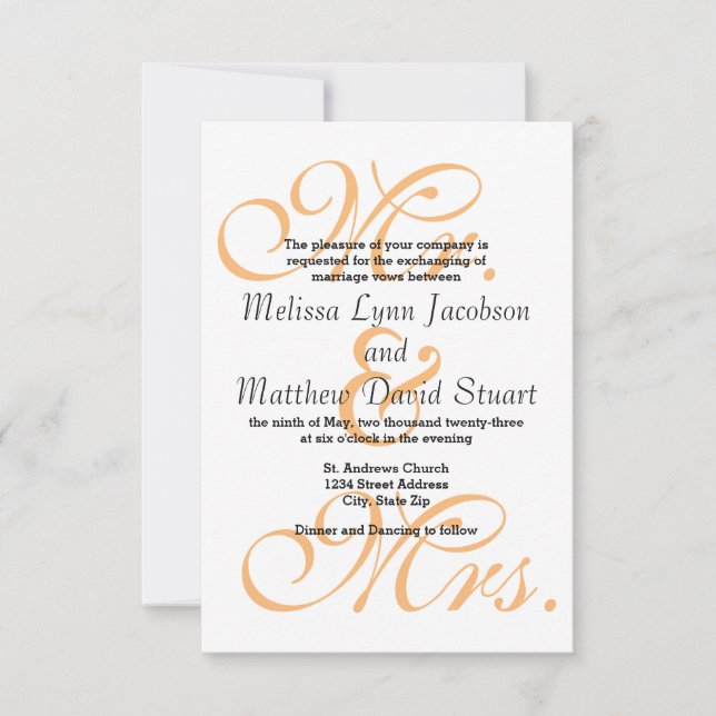 Sr. y Sra. Peach - Invitación de Boda (Anverso)
