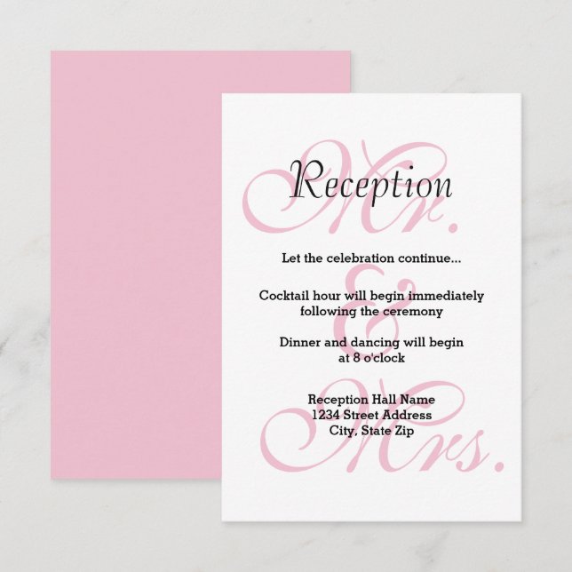 Sr. y Sra. Pink - Invitación a la Recepción (Anverso / Reverso)