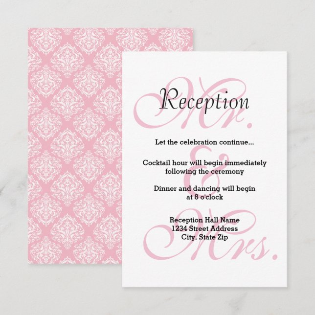 Sr. y Sra. Pink - Invitación a la Recepción (Anverso / Reverso)
