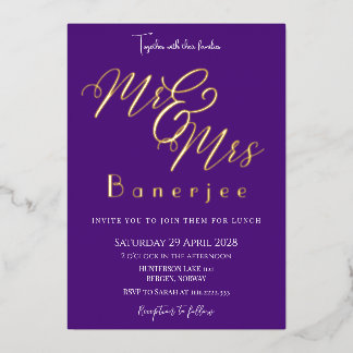 Sr. y Sra. Royal Purple Boda Invitación al Relieve