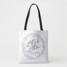 Sr. y Sra. Simple Floral Boda | Bolso de tela