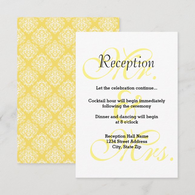 Sr. y Sra. Yellow - Invitación a la Recepción (Anverso / Reverso)