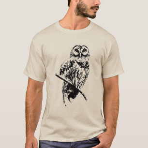Sra. Barred Owl - Tinta negra en camisa ligera