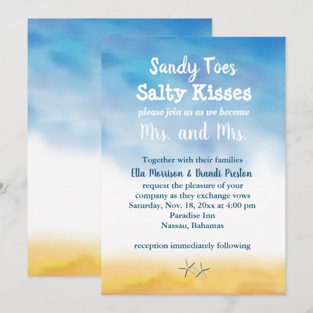 Sra. Invitación a la boda de la Sra. Sandy Toes -  (Anverso / Reverso)