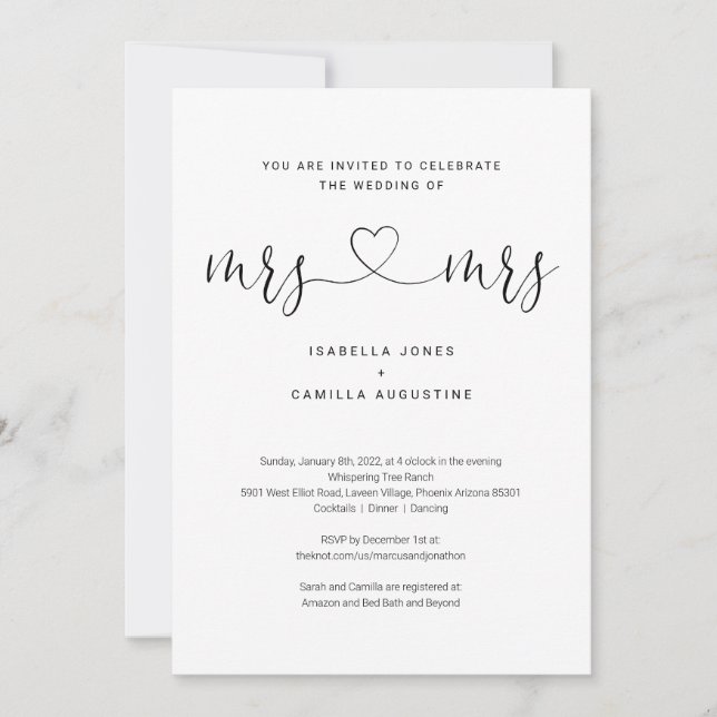 Sra. Lesbiana y Sra. Todo en una invitación de mat (Anverso)