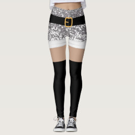 Sra. Santa Claus Silver purpurinas Leggings