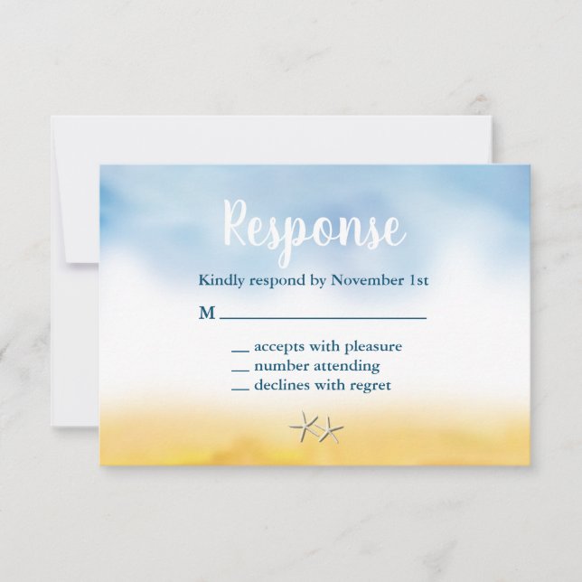 Sra. y la Sra. Sandy Toes Wedding RSVP - cielo y a (Anverso)
