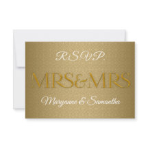 SRA. y SRA. Gay Wedding RSVP en Damask Gold