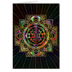 Sri enmarcado oro colorido Yantra Sri Chakra