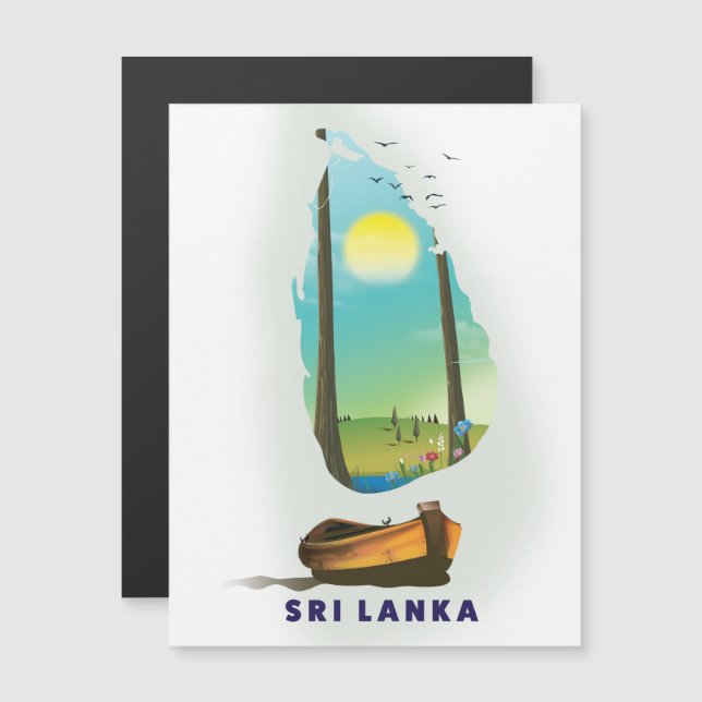 Sri Lanka mapa ilustrado cartel de turismo. (Anverso/Reverso)
