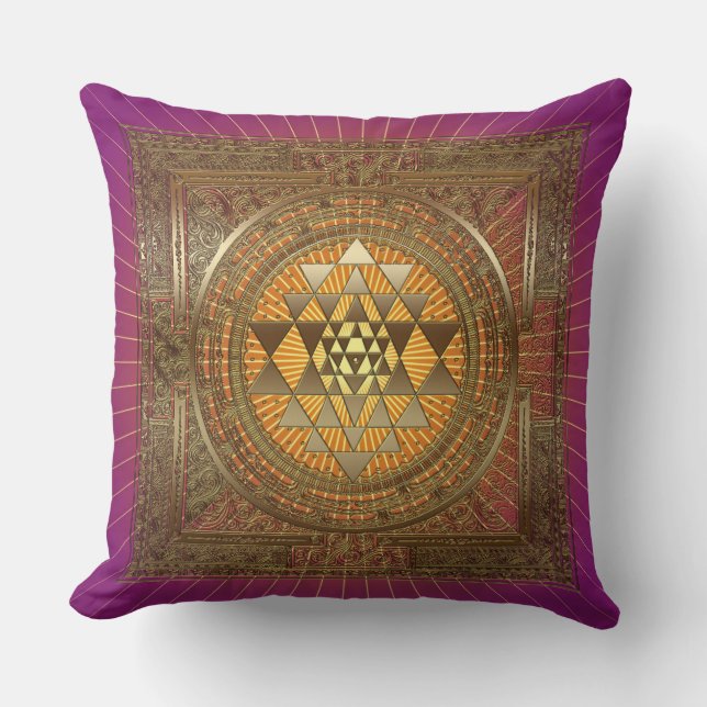 Sri Yantra Púrpura Sol - Almohada (Anverso)