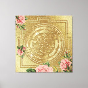 SRI YANTRA y el aroma de los Rosas - Lienzo envuel