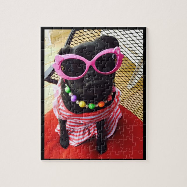 Srta. Harley Black Pug Puzzle (Vertical)