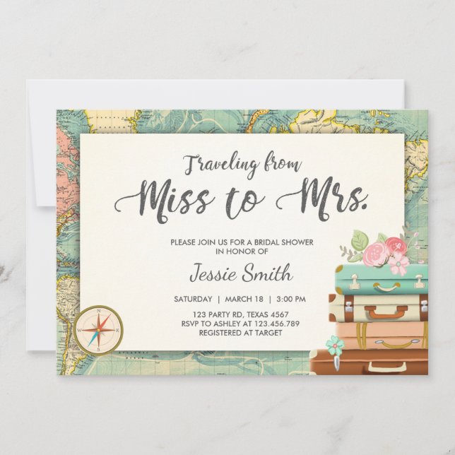 Srta. nupcial de la invitación de la ducha del (Anverso)