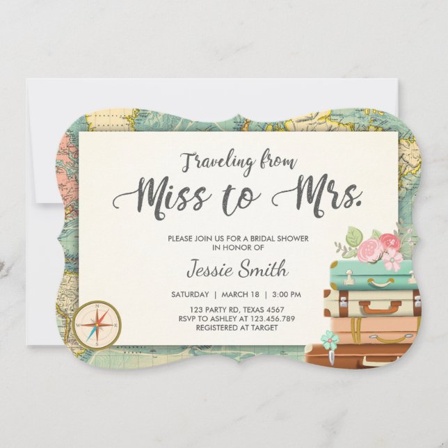 Srta. nupcial de la invitación de la ducha del (Anverso)