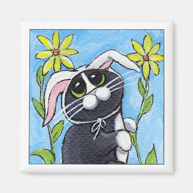 Ssh... ¡Estoy cazando conejos! - imán de gato (Frente)