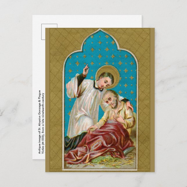 St. Aloysius & Víctima de la Peste (M 006) Tarjeta (Anverso / Reverso)