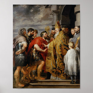 St. Ambrose y Theodosius - Impresión Poster Rubens