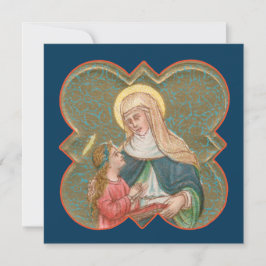 St. Anne y el BVM en una hoja de quatrefoil con pú