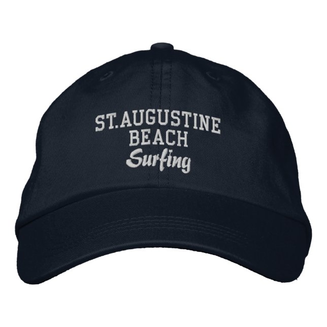 St. Augustine Beach Surfing Embroidered Gorra (Anverso)