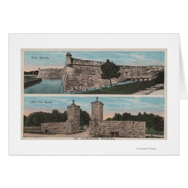 St. Augustine, FL - Vista de Ft. Marion y Ciudad (Anverso (Horizontal))