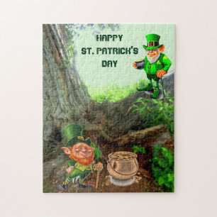 ST. EL DÍA DE PATRICK, LEPRECHAUN JIGSAW PUZZLE