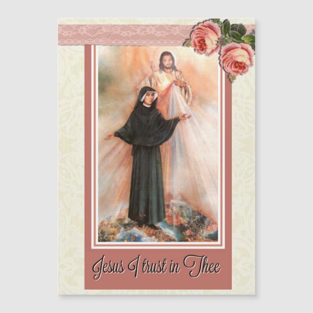 St. Faustina 5"" tarjeta magnética fina x7 (Anverso)