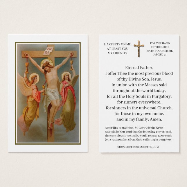 St. Gertrude Precious Blood Jesus Prayer Holy Card (Anverso y reverso)