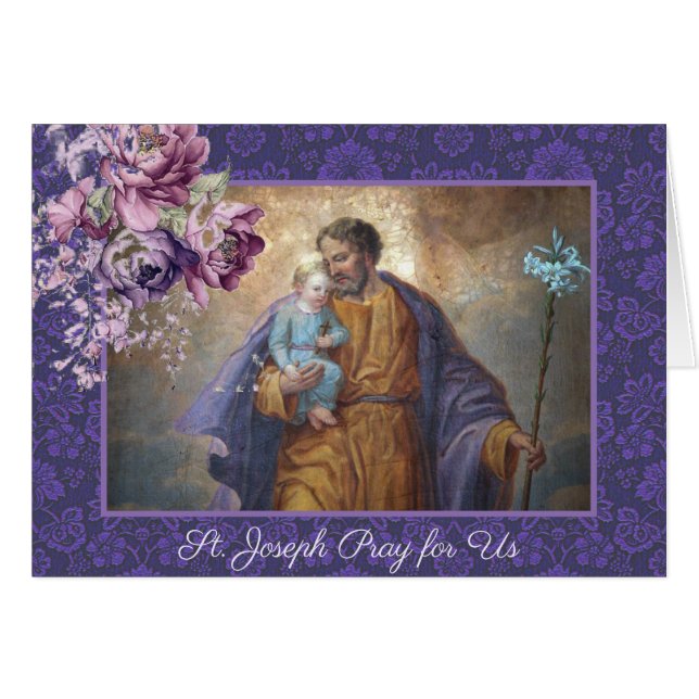 St. Joseph Baby Jesus Lavender Floral (Anverso (Horizontal))