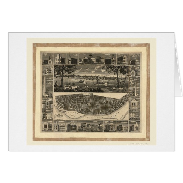 St. Louis, mapa panorámico del MES - 1848 (Anverso (Horizontal))