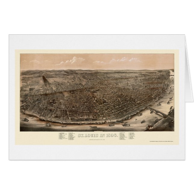 St. Louis, mapa panorámico del MES - 1896 (Anverso (Horizontal))