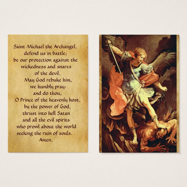 St. Michael, la tarjeta de oración Archangel (Anverso y reverso)