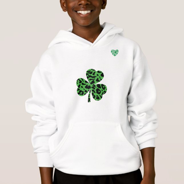 St. Patrick's Day Kids Leopard Shamrock Shirt (Anverso)