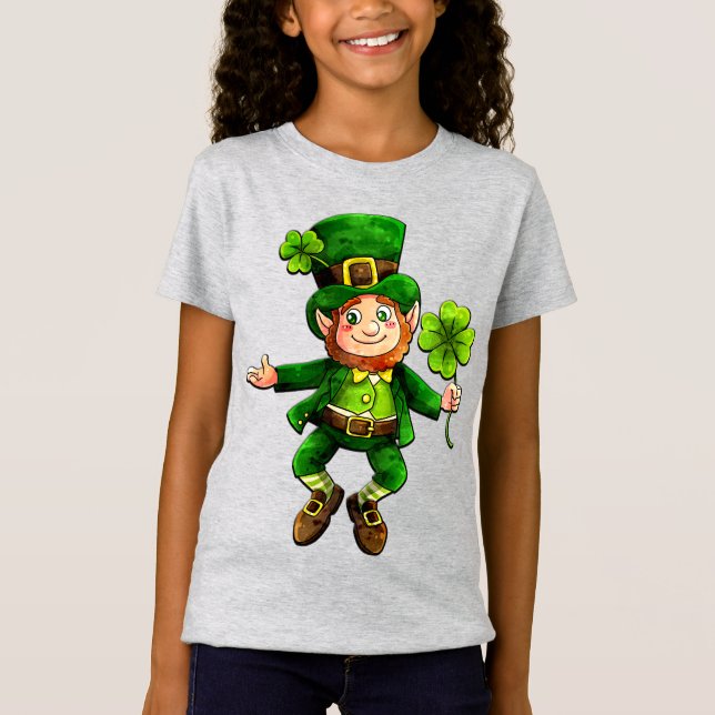 St. Patrick's Day Leprechaun Chicas camiseta gris (Anverso)