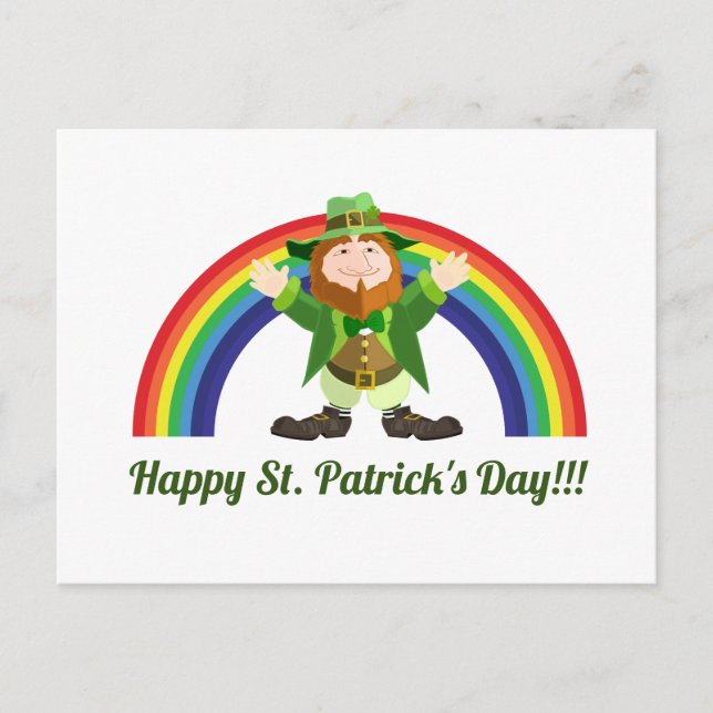 St. Patricks Day Leprechaun y postal Rainbow (Anverso)