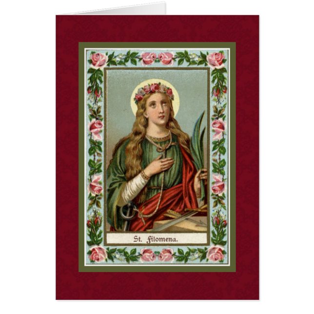 St. Philomena Roses Rosados Palm Cord (Frente)